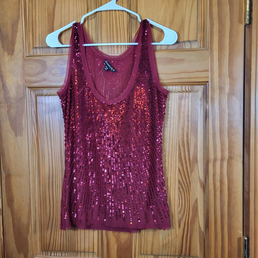 Chaudry KC burgundy sequin tank top Deep burgundy size Med